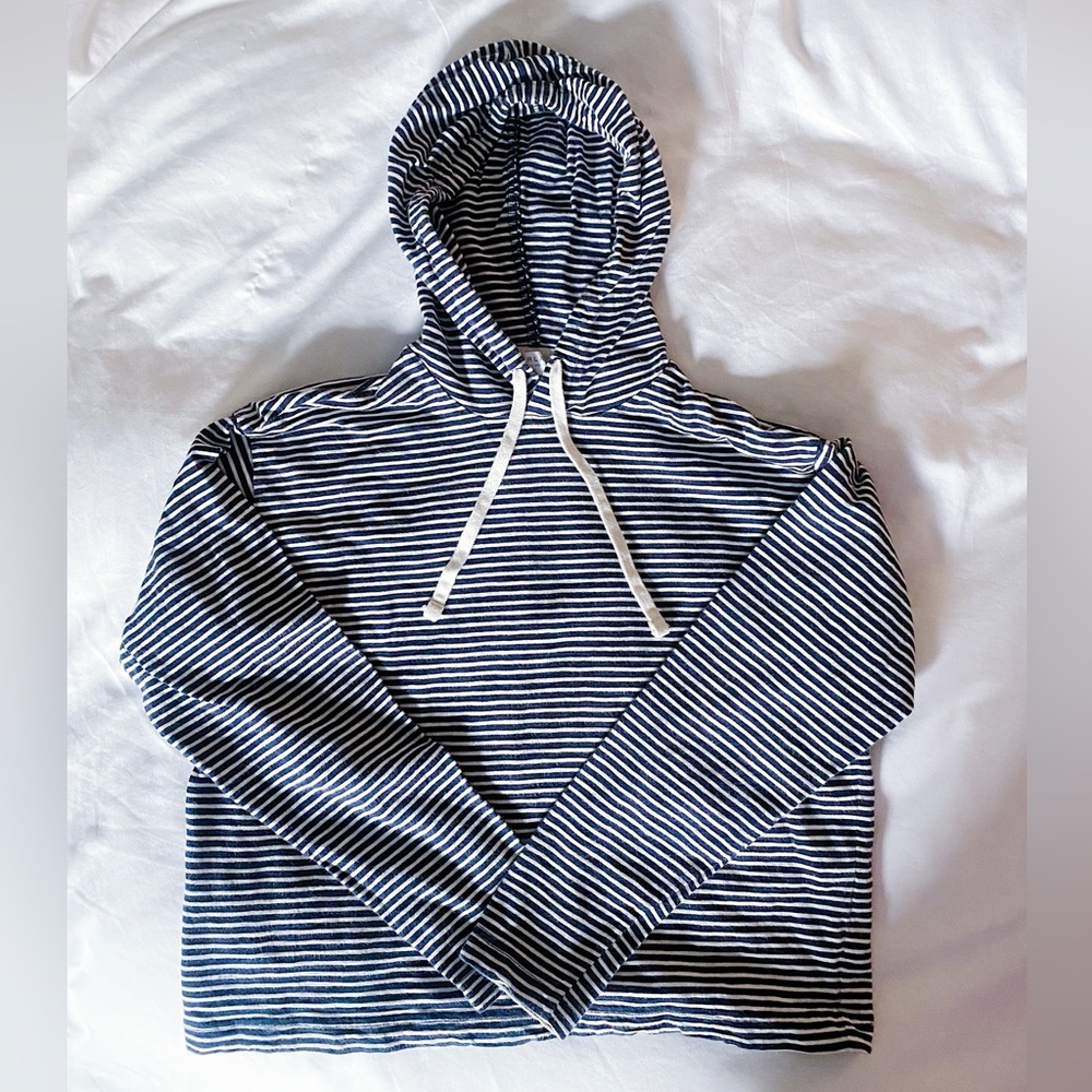 Everlane • Nautical Striped Beach Pullover Drawstring Hoodie • Sz Small